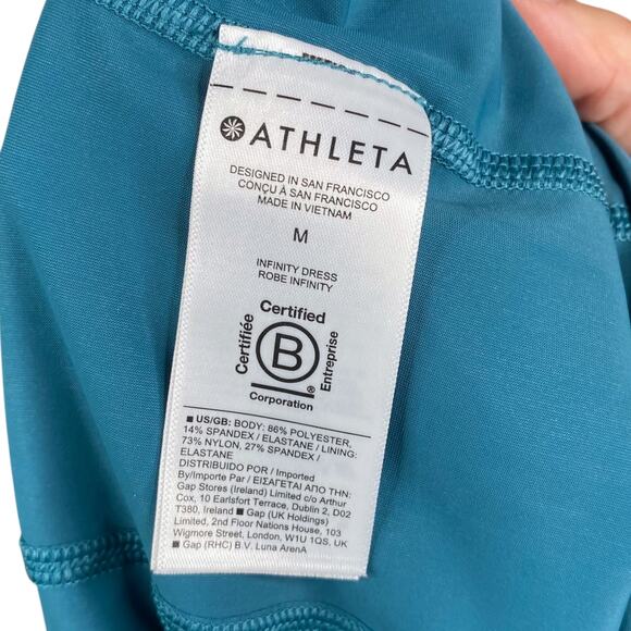 Athleta Infinitey Teal Blue Cross Back Pickleball Romper Shorts Mini Dress SZ M - Picture 10 of 10